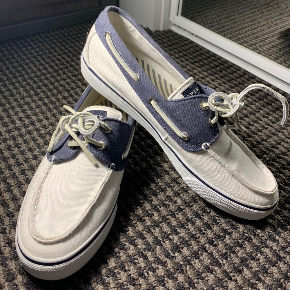 White and Navy Sperry Loafers